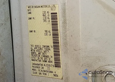 2017 Nissan Maxima 3.5 Sl из США, поврежденный, VIN 1N4AA6AP3HC420979